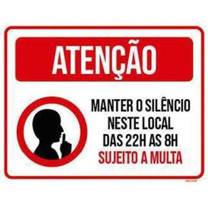 Placa Atenção Mantenha Silêncio Neste Local 27X35