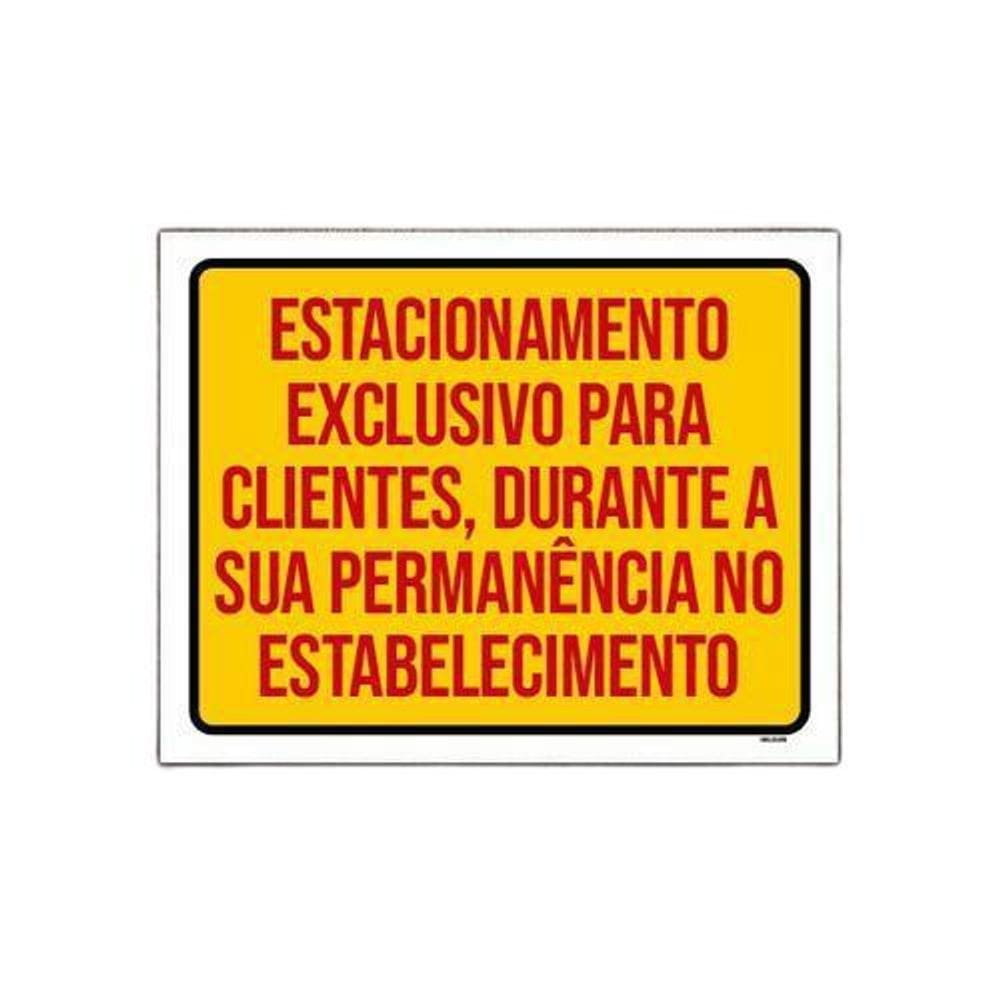 Placa Estacionamento Exclusivo Clientes 18x23cm 5un
