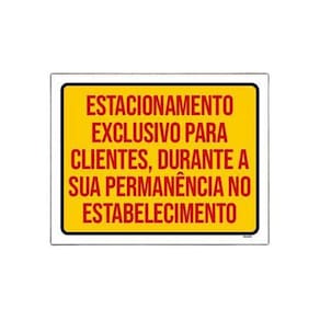 Placa Estacionamento Exclusivo Clientes 18x23cm 5un
