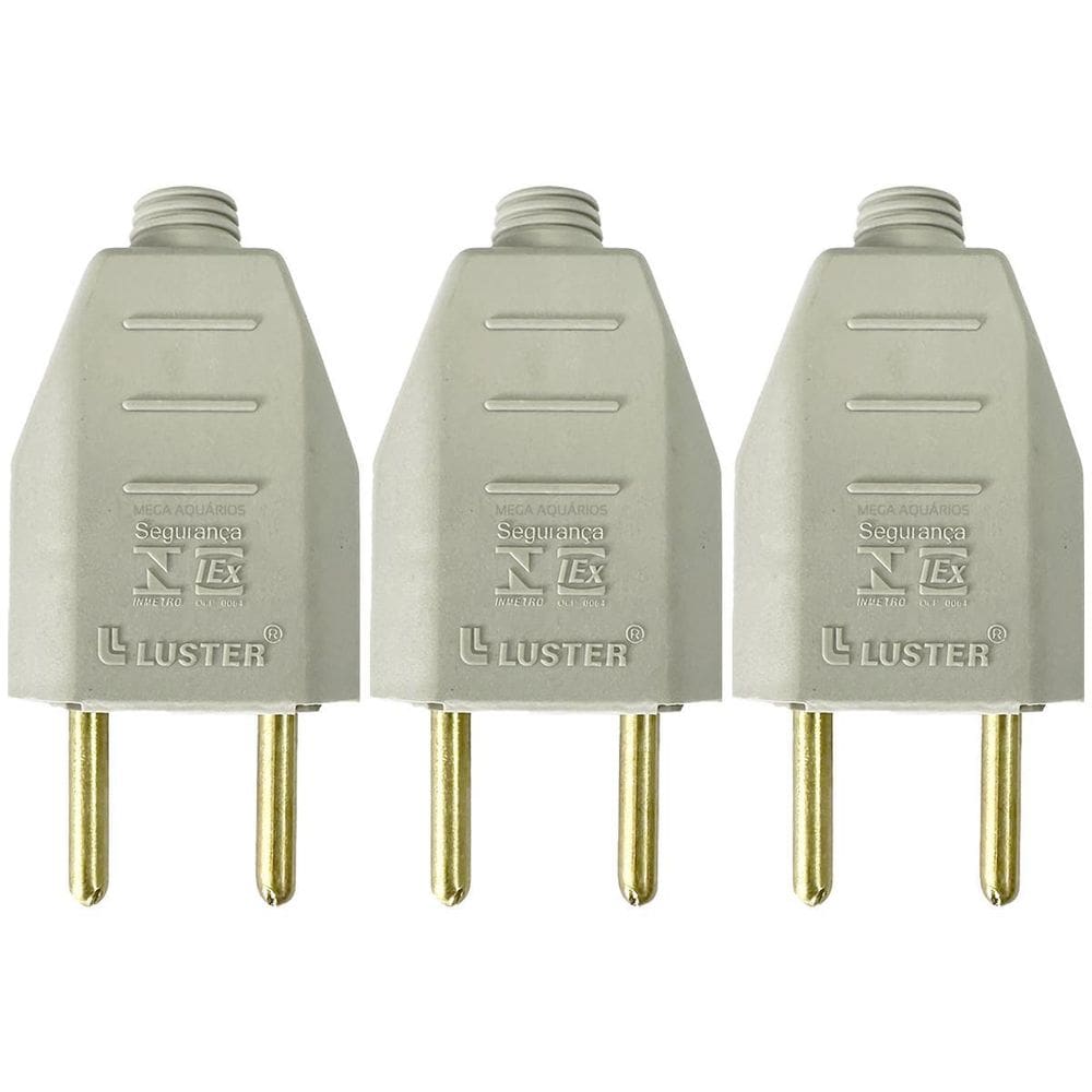 Plugue Tomada 2P 2 Pinos 10A 180º Macho Manutenção Kit Com 3