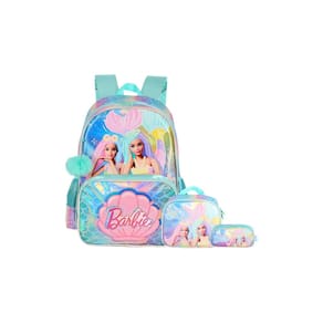 Kit Mochila Costas+Lancheira+Estojo Triplo Barbie - Verde