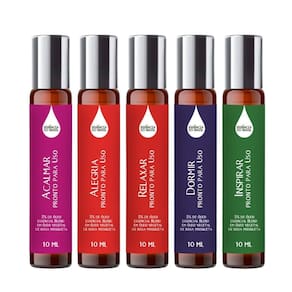 Kit 5 Óleos Essenciais Prontos Para Pele Roll On 10Ml Relax