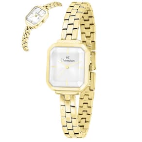 Relógio Champion Feminino Ref: Cf24895H Retangular Dourado