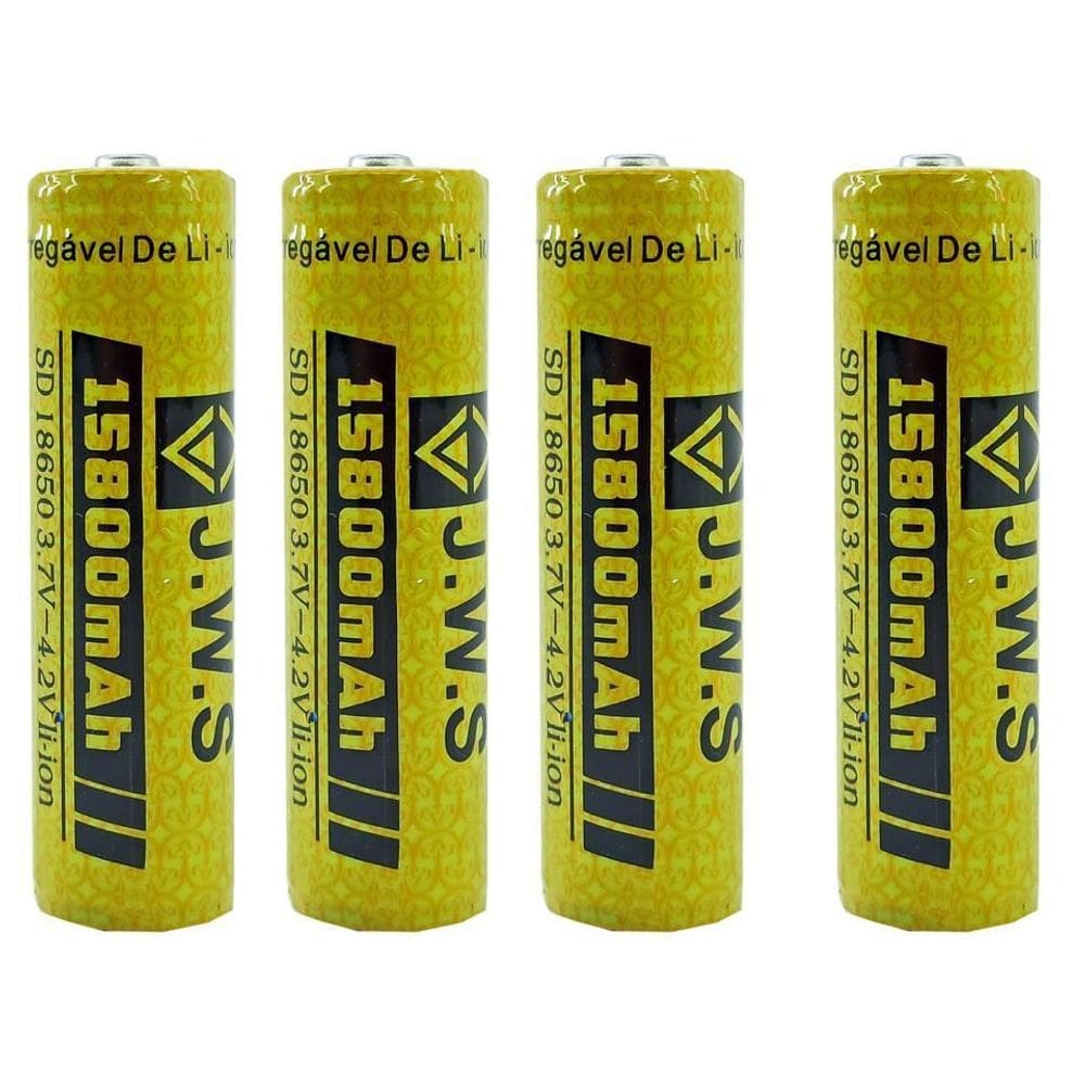 Kit 4X Bateria Mega Forte 18650 4,2V 15800Mah Jws Até 11H