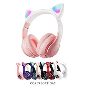 Fone Bluetooth Orelha De Gatinho Infantil Com Luz Led