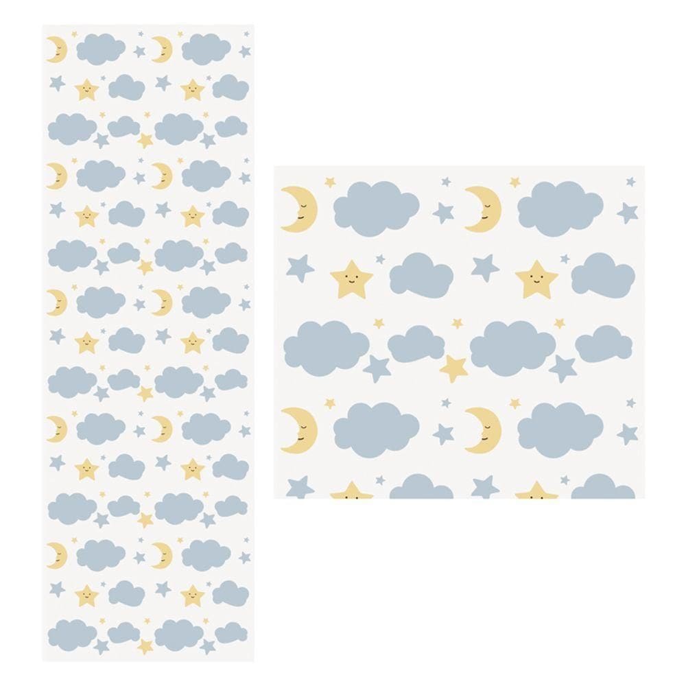 Papel De Parede Adesivo Nuvem Azul 1,5 Metros O Rolo Np366