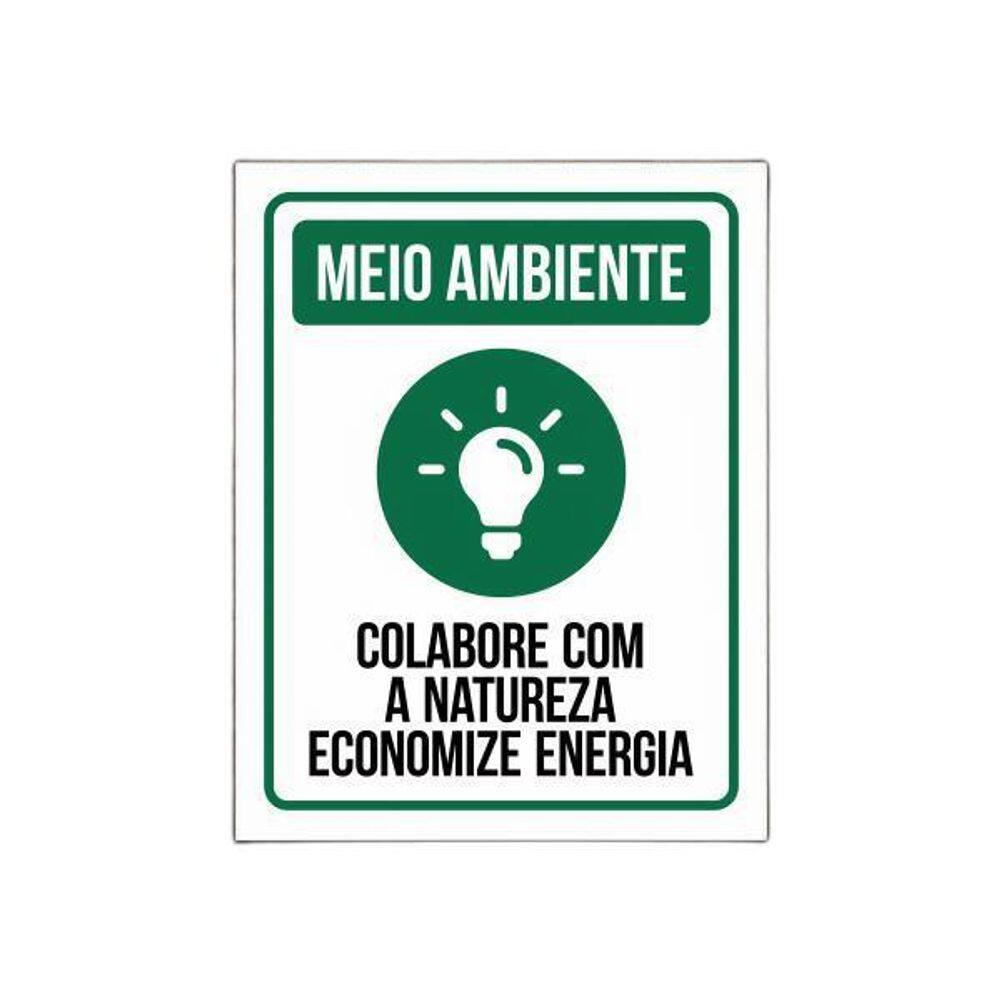 Placa Sinalização Meio Ambiente - Economize Energia 27X35