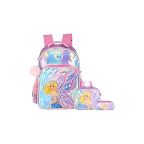 Kit Mochila Costas+Lancheira+Estojo Triplo Barbie - Rosa