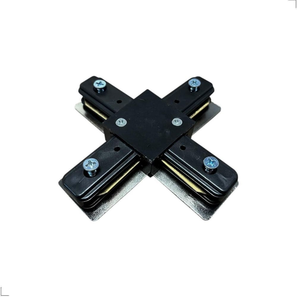 Conector Emenda X Para Trilho 2 Fios Eletrificado Preto