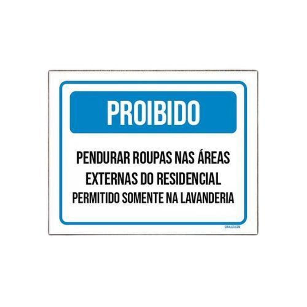 Placa Sinalização - Proibido Pendurar Roupas 18X23