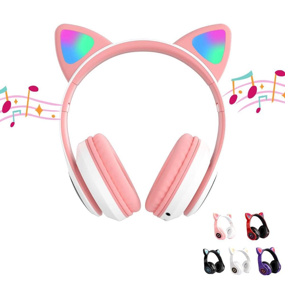 Fone Gatinho Orelha Infantil Luz Led Meninas Crianças S/ Fio