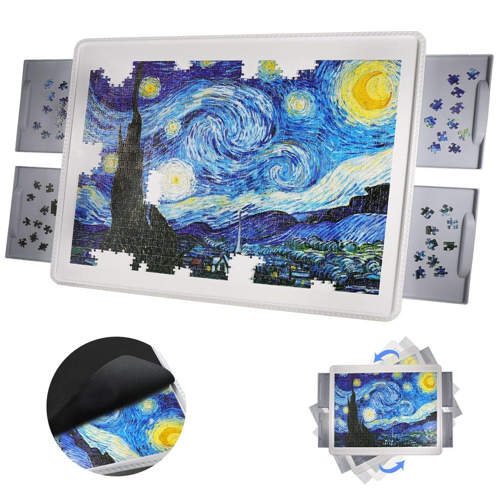 Tabuleiro de quebra-cabeça STAOOF 1500 peças com gavetas e tampa 90x70cm