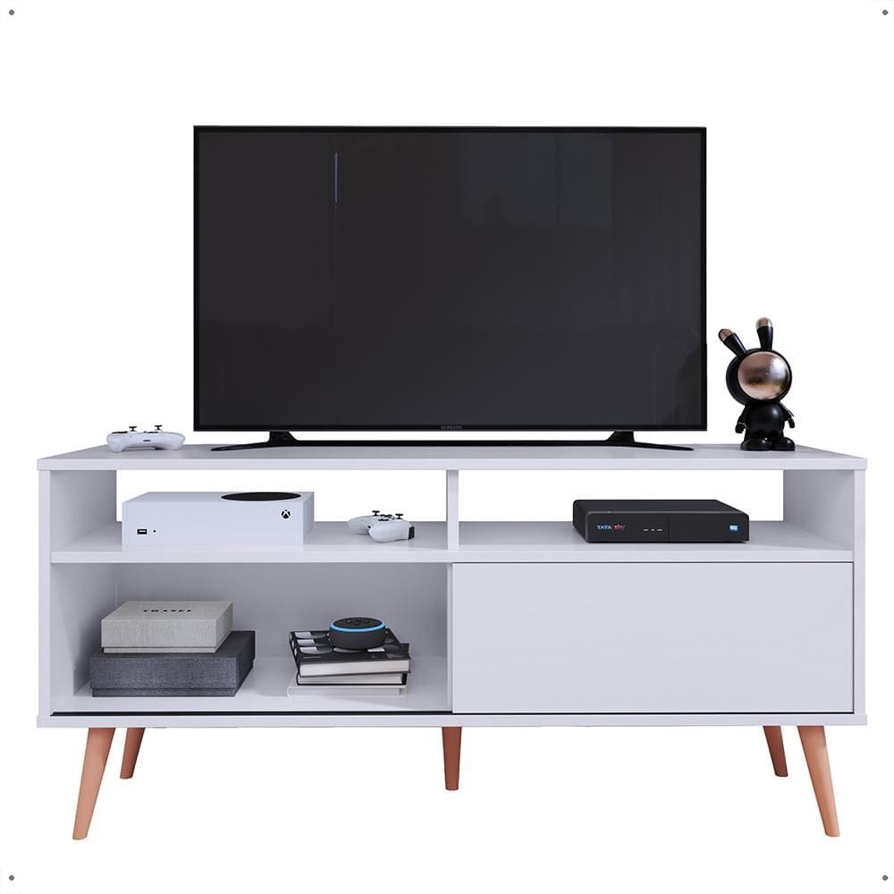 Rack Bancada Samba Home 1.36 Estante TV Smart 55 Polegadas Retrô Porta Nicho Organizador Decoração Sala Quarto Pequeno - RPM
