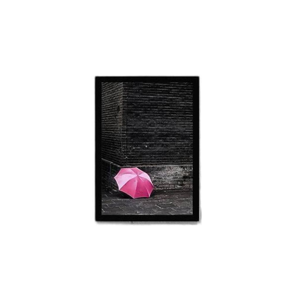 Quadro Fotografia Sombrinha Rosa 24X18Cm - Com Vidro