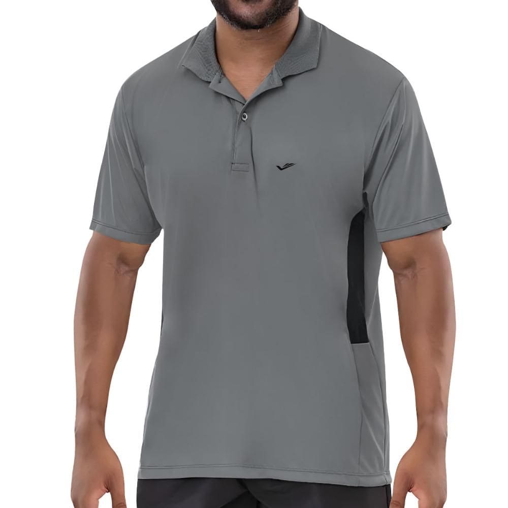 Camisa Polo Elite Cinza e Marinho 