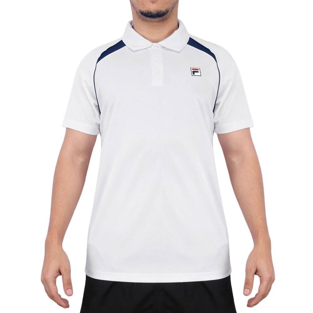 Camisa Polo Fila Tennis Line 2 Branca e Marinho
