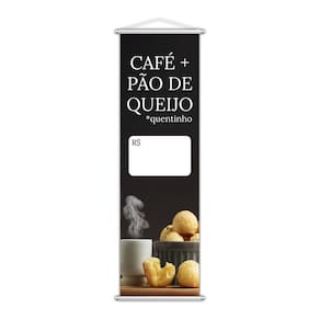Banner Café E Pão De Queijo Cafeteria Preço Lona 100X30Cm