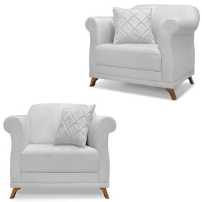 Kit 2 Poltronas Decorativas Retro Polo Linho Grigio Ezz Grigio