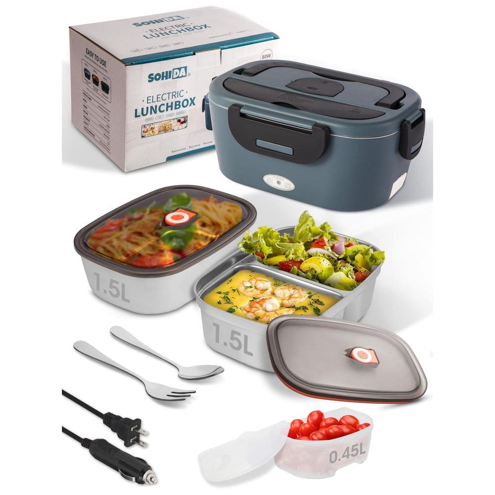 Lancheira aquecida SOHIDA 80W elétrica com recipiente de 1,5 L