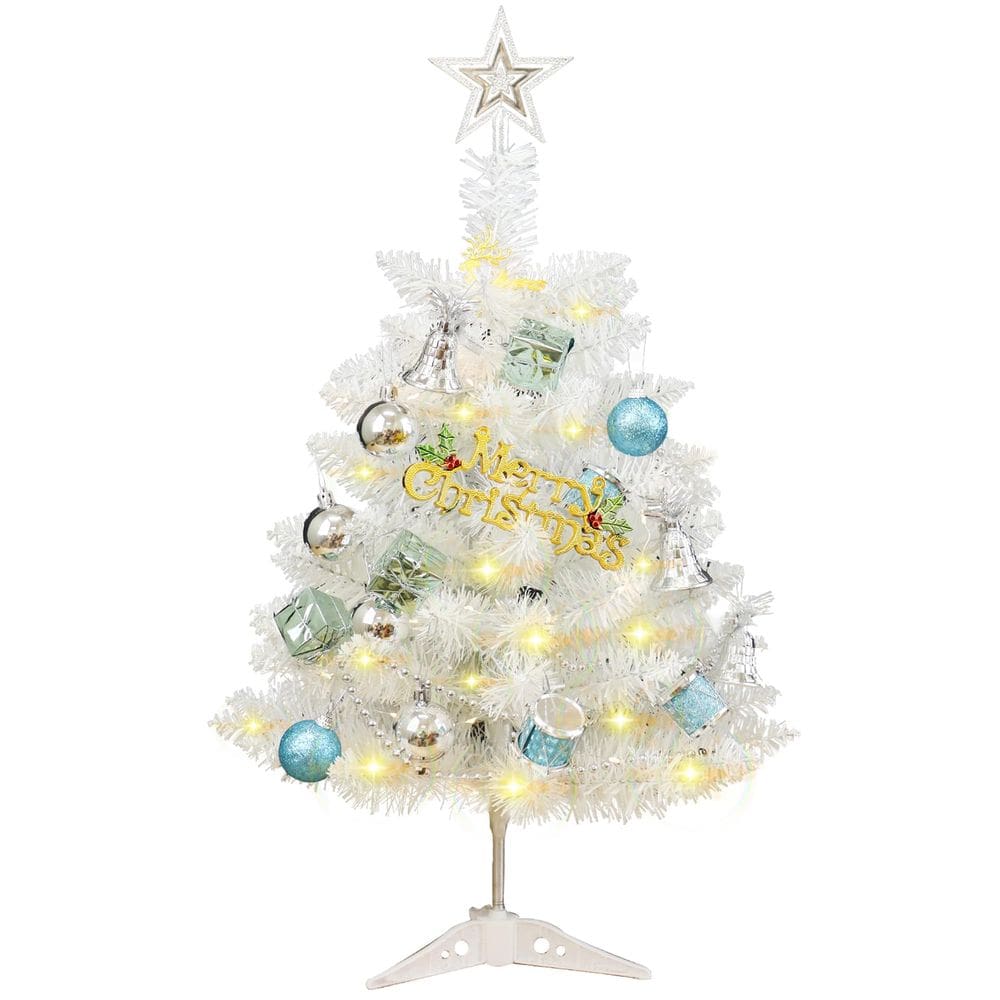 Árvore de Natal HOMDAILY pequena branca de 60 cm com enfeites