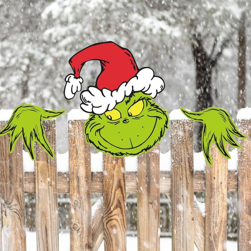 Decoração de jardim Christmas Fence Peeker Slitunk 3 peças