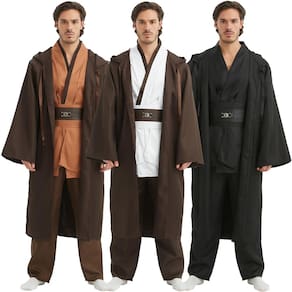 Conjunto de traje de cosplay para adultos, túnica com capuz, marrom de Halloween