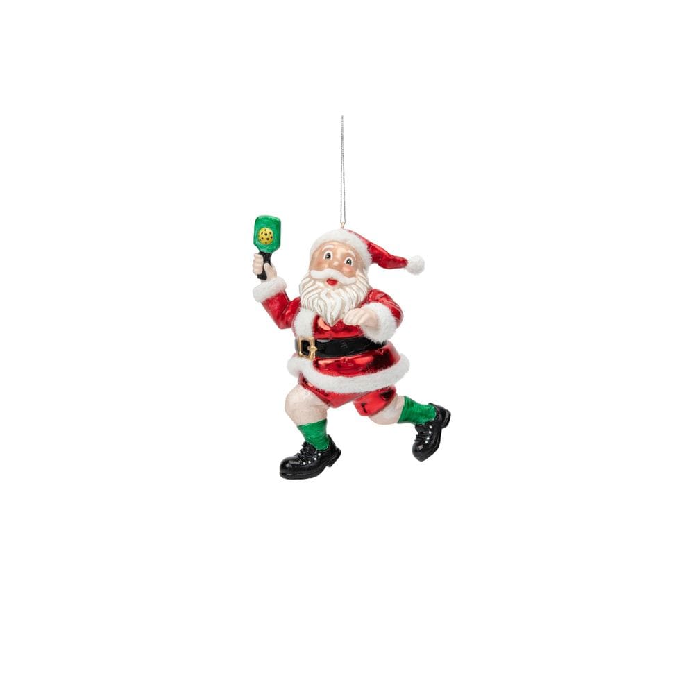 Enfeite de Natal TILTECH Pickleball Santa Playing Glass