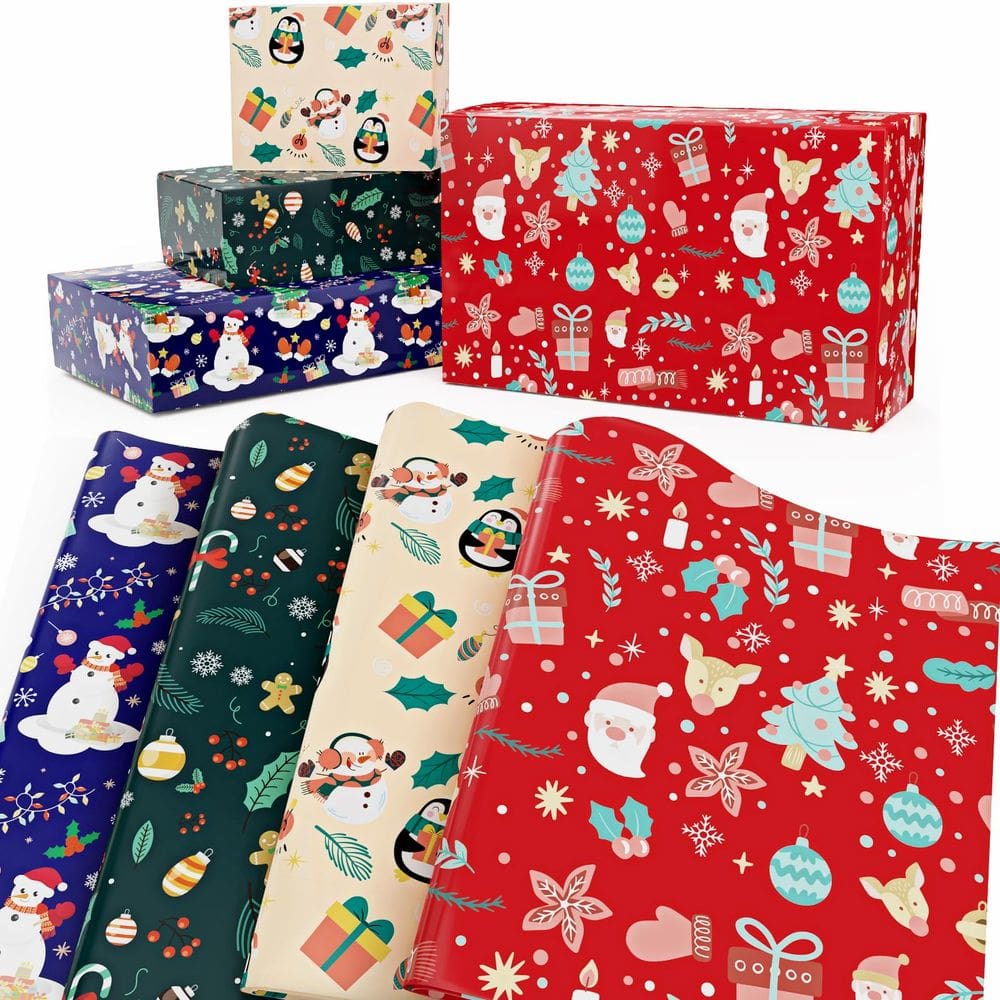 Conjunto de papel de embrulho de Natal EverMerry 6 folhas 74x104cm
