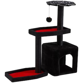 Cat Tree BUPPLEE Black Cat Tree com caixão e cama para gatos para interior