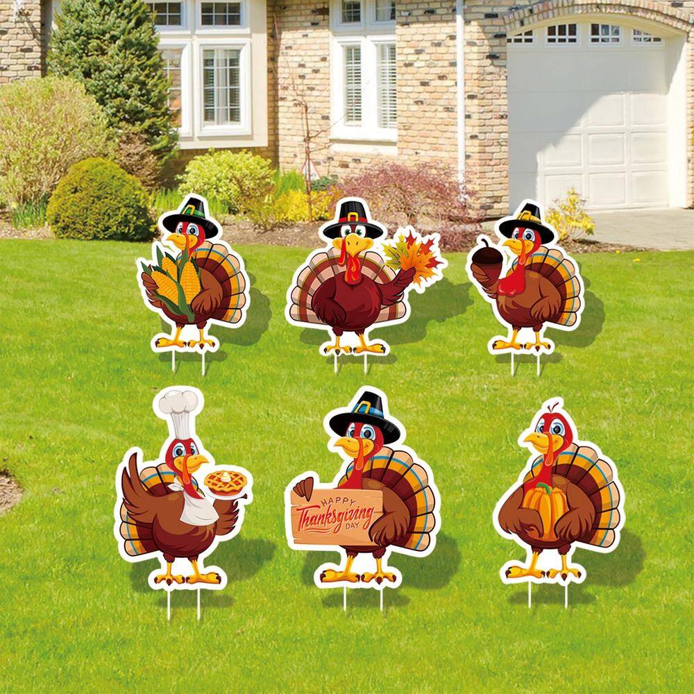 Placas de jardim de Ação de Graças, decorações ao ar livre - 6 peças, Turquia
