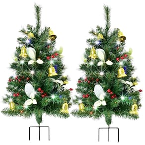 Conjunto de árvore de Natal HOYECHI Prelit 80 LED multicolorido 30 polegadas