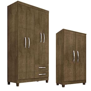 Guarda Roupa Solteiro Modena 4 Portas com Armário Multiuso Recife Malbec  - Incorplac