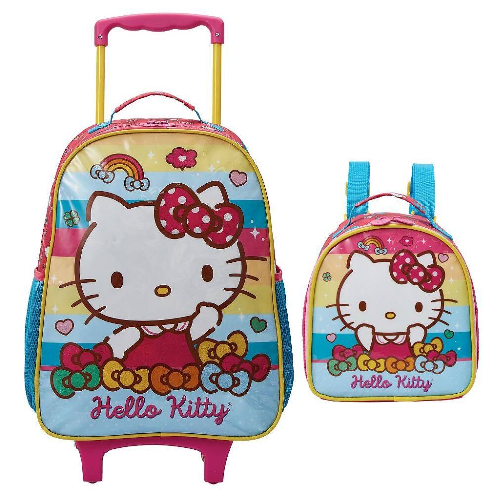 Kit Mochila de Rodinha Lancheira Xeryus Hello Kitty X1 Rosa