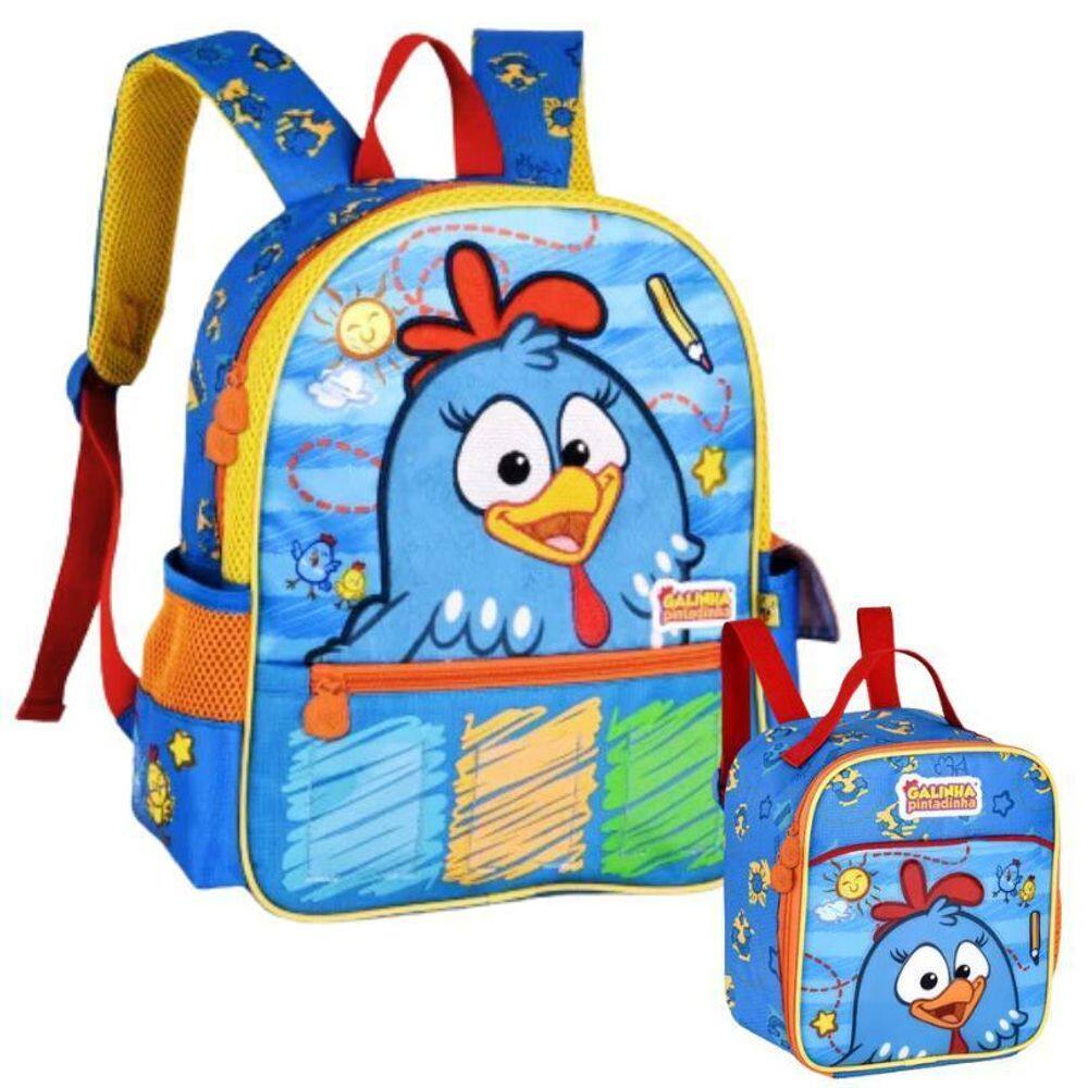 Kit Mochila Escolar Galinha Pintadinha Costa M Com Lancheira