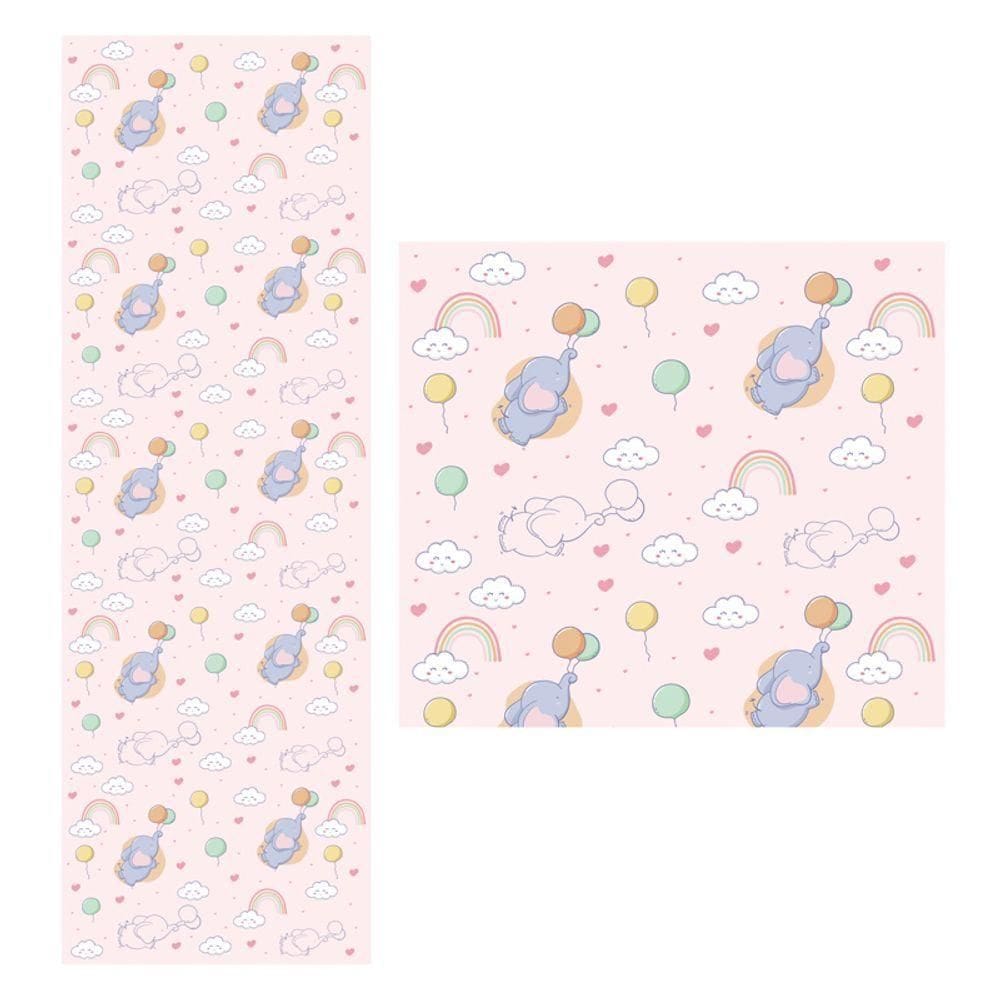 Papel De Parede Adesivo Efefante Rosa 1,5 Metros O Rolo Np378