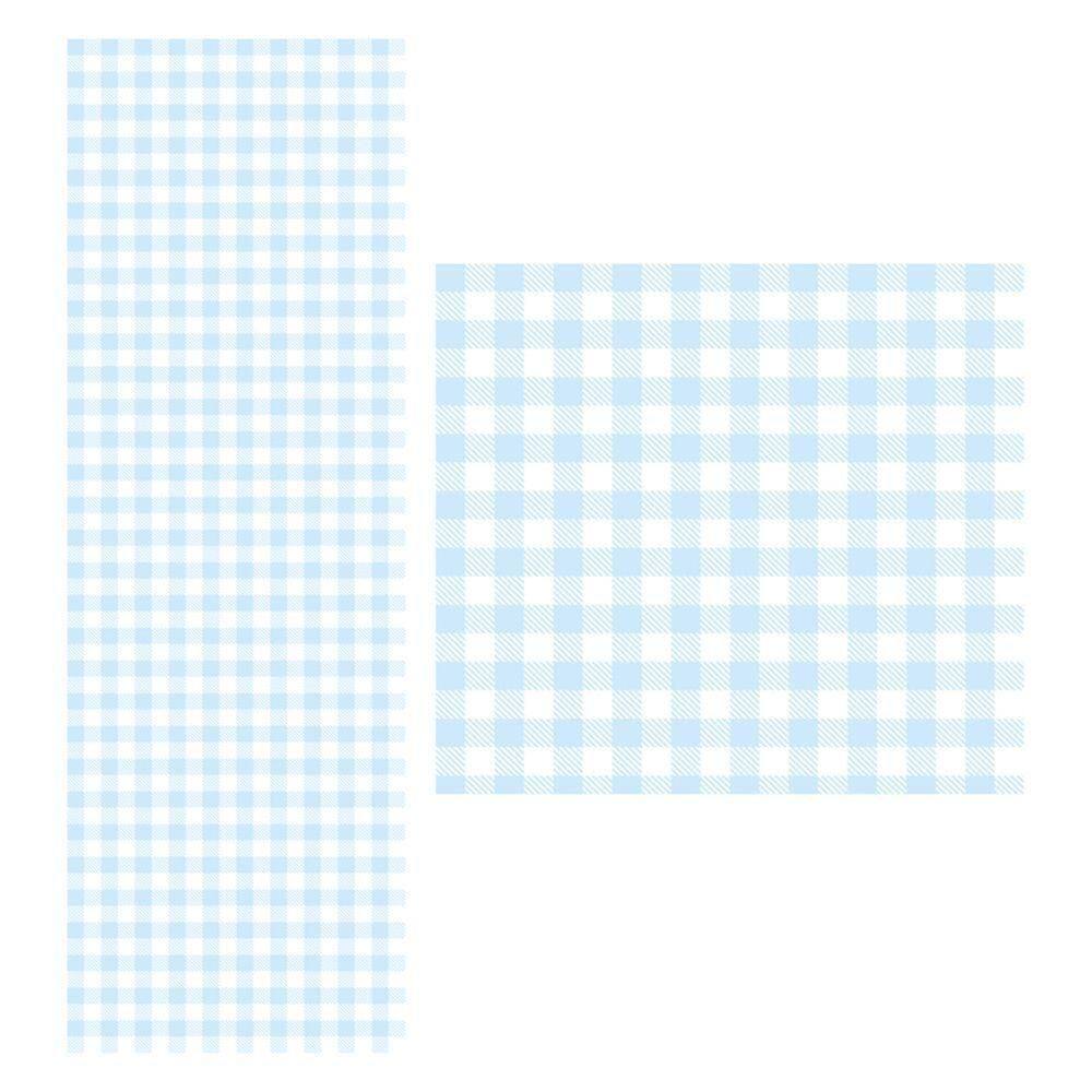 Papel De Parede Adesivo Xadrez Azul 1,5 Metros O Rolo Np371