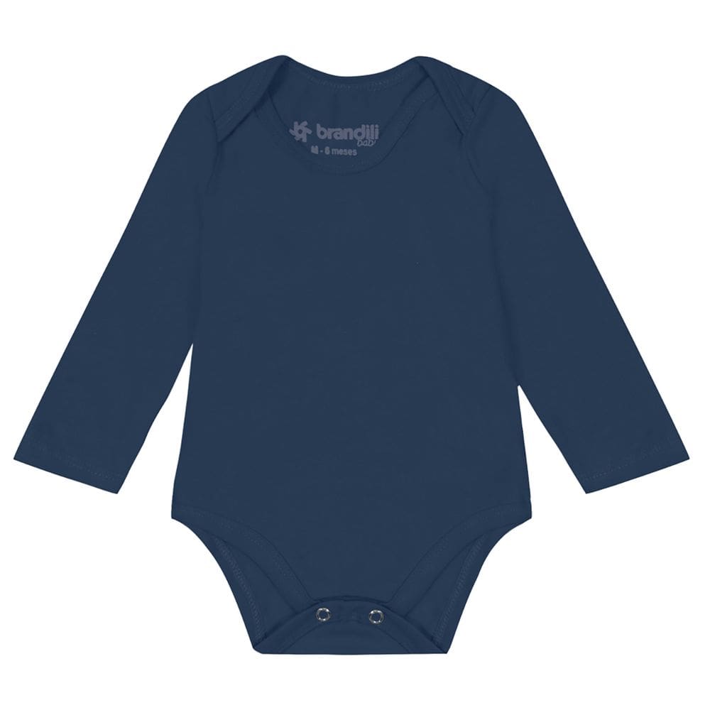 Body Manga Longa Bebê Unissex Em Cotton Brandili Baby Azul