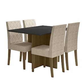 Kit Mesa de Jantar Helo Com Vidro 120x90 com 4 Cadeiras Jade