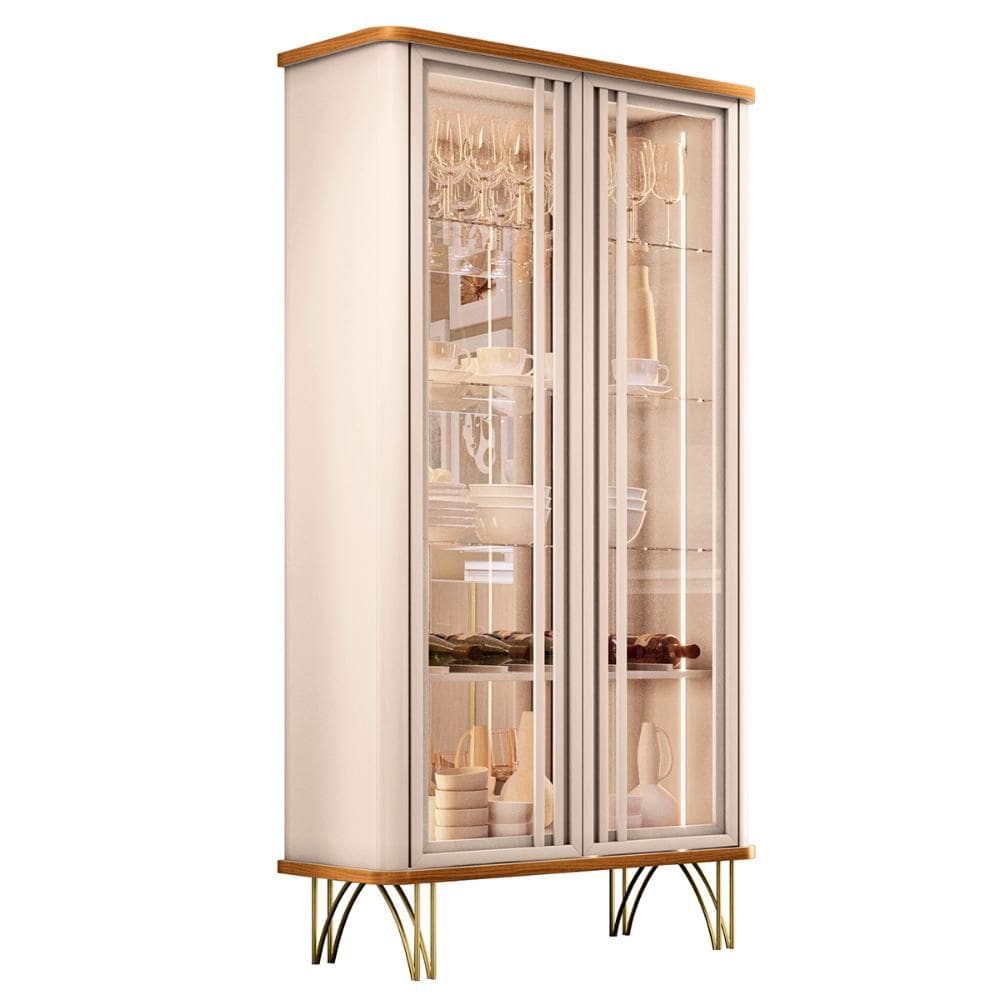 Cristaleira Evora Sala de Estar com Adega Interna Pes de Aço