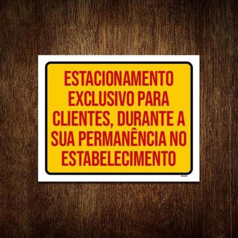 Placa Estacionamento Exclusivo Clientes Amarela 36X46