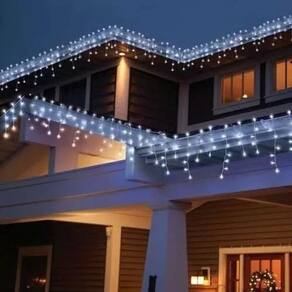 Cascata 400 Led Fixo 110V Branco Frio 10M Iluminação Natal