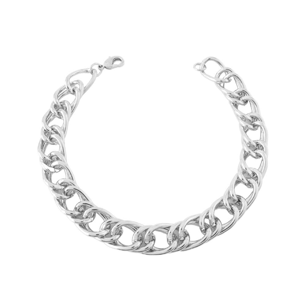 Pulseira Elos Largos Duplo Banhada a Prata