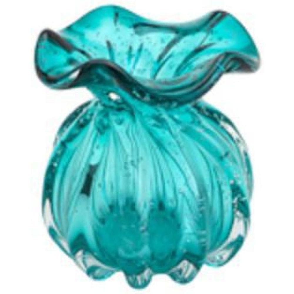 Vaso De Vidro Italy Azul Tiffany 10X11Cm
