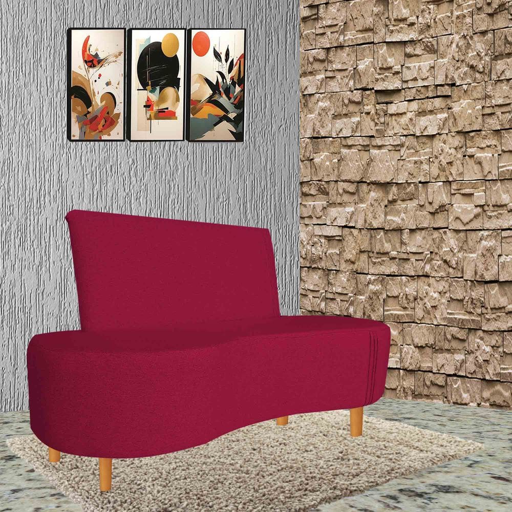 Poltrona Feijão Organico Pes Palito Vermelho