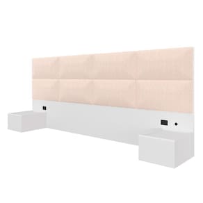 Cabeceira Suspensa Cama Queen Honduras C/led Bco/bouclé Off White - Ma