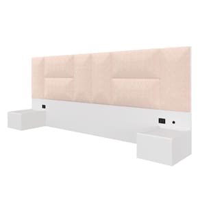 Cabeceira Suspensa Cama Queen Sierra Com Led Bco/bouclé Off White - Ma