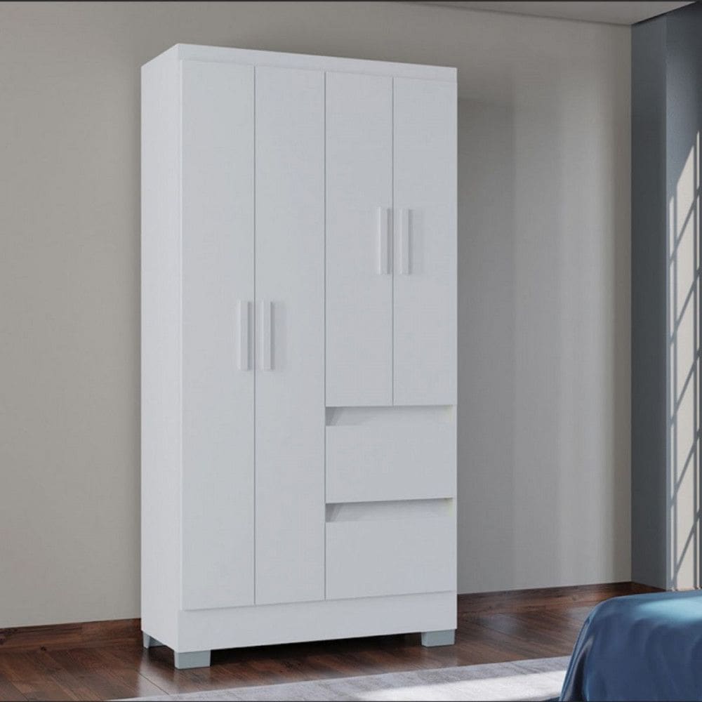 Guarda Roupa Solteiro 4 Portas 2 Gavetas Nápoles Poquema