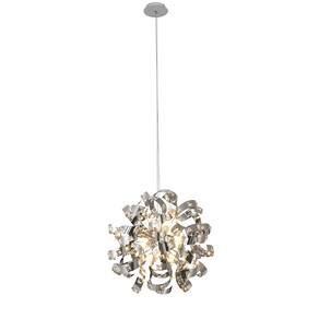 Pendente Moderno Cromado com Cristais 12G9 55cm