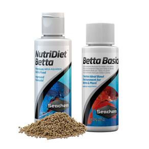 Kit Peixe Betta Ração Seachem Nutridiet 30G + Betta Basics