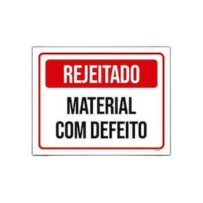 Placa Sinalização Rejeitado Material Com Defeito 18x23cm 5un